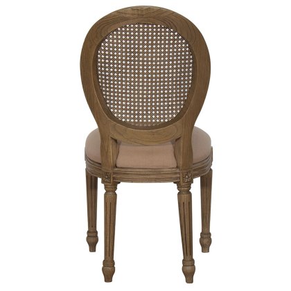 Georgia Rattan Back Dining Chair With Beige Fabric Seat Pad Rustic Brown