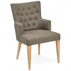 Burrswood Upholstered Carver Dining Chair Black Gold Fabric