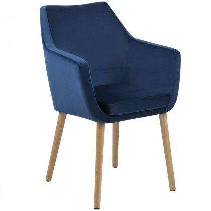 Nora Carver Dining Chair Fabric Dark Blue