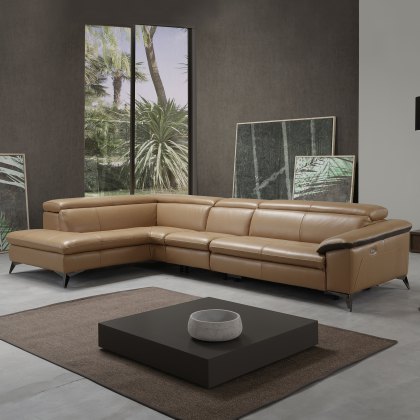 Martine 4+ Seater Sofa With Chaise LHF + 1 Electric Reclining Position Microfibre Fabric