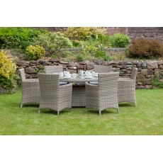 Wentworth Grey 6 Seater Round Table Dining Set With Carver Chairs Sand
