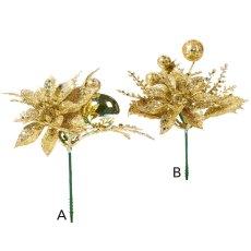 Poinsettia Pick Gold (Choice of 2) Poinsettia Pick Gold (Choice of 2)