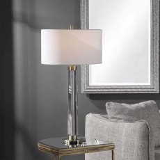 Davies Table Lamp Antique Brass With White Shade