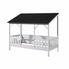 Vipack House Shaped Single (90cm) Bedstead With Three Roof Panels White & Black Vipack House Shaped Single (90cm) Bedstead With Three Roof Panels White & Black