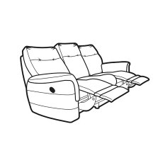 Hudson Double Power Recliner 3 Seater Sofa With Button Switches Single Motor Fabric A