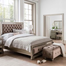 Rochelle King (150cm) Bedstead Mirrored With Fabric Headboard Taupe