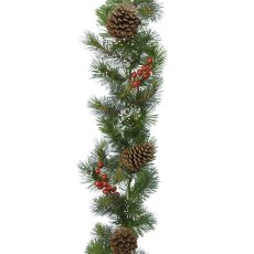 Ipswich Garland With Red Berries, Pinecones & Snow 9ft/270cm Ipswich Garland With Red Berries, Pinecones & Snow 9ft/270cm