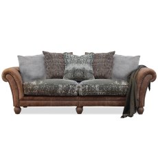 Montana 3 Seater Sofa Atacama Nutmeg Leather With Bagru Khaki & Chenille Sage Fabric Montana 3 Seater Sofa Atacama Nutmeg Leather With Bagru Khaki & Chenille Sage Fabric