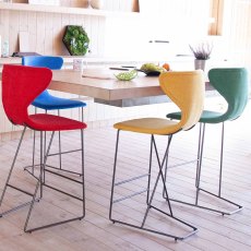 Marlon Low Bar Stool Fabric With Matte Grey Legs