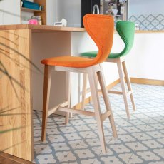 Helga Low Bar Stool Fabric With Natural Legs Helga Low Bar Stool Fabric With Natural Legs