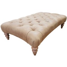 Jacaranda Curved Footstool With Buttons Fabric Bagru Jacaranda Curved Footstool With Buttons Fabric Bagru