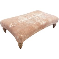 Jacaranda Large Rectangular Footstool Plain Top Fabric Bagru Jacaranda Large Rectangular Footstool Plain Top Fabric Bagru