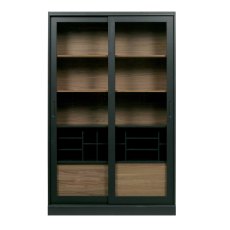 James 2 Door Display Cabinet Black & Walnut