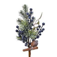 Frost Deco Spray Blue With Berries 31cm