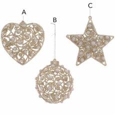 Plastic Baubles With Glitter Champagne 10cm (Choice Of 3) Plastic Baubles With Glitter Champagne 10cm (Choice Of 3)