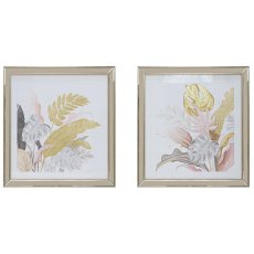 Tropical 54cm x 54cm Floral Prints (Set Of 2) Cream Frame Tropical 54cm x 54cm Floral Prints (Set Of 2) Cream Frame