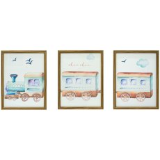 Choo Choo Train 33cm x 43cm Picture (Set Of 3) Dark Wood Frame Choo Choo Train 33cm x 43cm Picture (Set Of 3) Dark Wood Frame