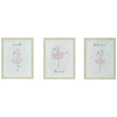 Ballerina 33cm x 43cm Picture (Set Of 3) Cream Frame