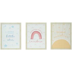 Rainbow 49cm x 49cm Picture (Set Of 3) Cream Frame Rainbow 49cm x 49cm Picture (Set Of 3) Cream Frame
