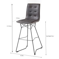 Mirko High Bar Bar Stool Fabric Grey Mirko High Bar Bar Stool Fabric Grey