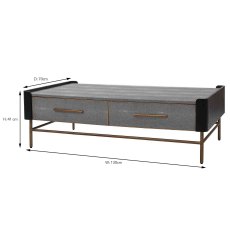 Limoges 2 Drawer Coffee Table Grey