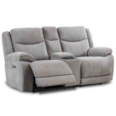Robson Electric Reclining 2 Seater Sofa With Console Fabric Light Grey Robson Electric Reclining 2 Seater Sofa With Console Fabric Light Grey