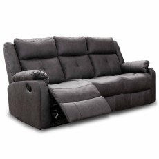 Velino Manual Reclining 3 Seater Sofa With Dropdown Tray Faux Suede Shadow Grey Velino Manual Reclining 3 Seater Sofa With Dropdown Tray Faux Suede Shadow Grey