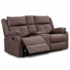 Velino 2 Seater Manual Reclining Sofa With Console & Storage Faux Suede Chestnut Velino 2 Seater Manual Reclining Sofa With Console & Storage Faux Suede Chestnut