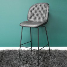 Dutch High Bar Stool Faux Leather Dark Grey Dutch High Bar Stool Faux Leather Dark Grey