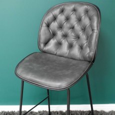 Dutch High Bar Stool Faux Leather Dark Grey