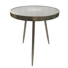 Reyna Side/Lamp Table Mirrored Patterned & Gold Reyna Side/Lamp Table Mirrored Patterned & Gold