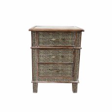 Amira 3 Drawer Chest of Drawers Patterned Green & Brown Amira 3 Drawer Chest of Drawers Patterned Green & Brown