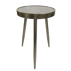 Sierra Side/Lamp Table Mirrroed Patterned & Gold Sierra Side/Lamp Table Mirrroed Patterned & Gold