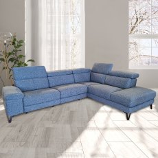 Alcantara 4+ Corner sofa With 1 Electric Recliner LHF Fabric F20 Ocean Blue