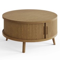 Tambour Round Coffee Table Grey Oak Tambour Round Coffee Table Grey Oak