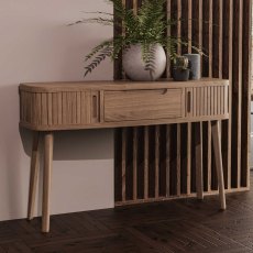 Tambour Console Table Grey Oak