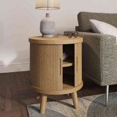 Tambour Side/Lamp Table Grey Oak