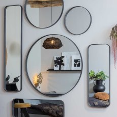 Doutzen Large Wall Round Mirror Metal Black
