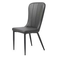 Hugo Dining Chair Faux Leather Dark Grey Hugo Dining Chair Faux Leather Dark Grey