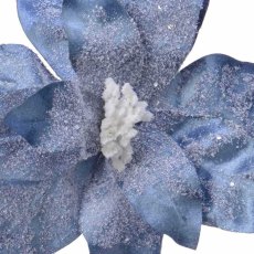 Velvet Poinsettia On Clip With Frost Winter Sky 34cm (Choice of 2)