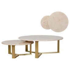 Lucia Coffee Table With Marble Top Cream (Set of 2)