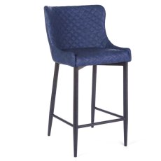 Vancouver Low Bar Stool Velvet Navy Vancouver Low Bar Stool Velvet Navy
