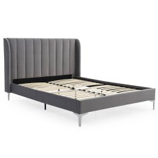Avery Super King (180cm) Bedstead Fabric Grey Velvet & Chrome Legs Avery Super King (180cm) Bedstead Fabric Grey Velvet & Chrome Legs