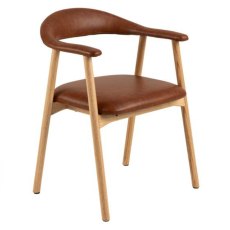 Allie Dining Chair With Armrests Oak & Faux Leather Brown Allie Dining Chair With Armrests Oak & Faux Leather Brown
