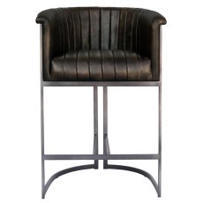 Latino Low Bar Stool Faux Leather Dark Grey