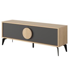 Vae Drop Down 2 Door TV/Entertainment Unit Oak & Black Vae Drop Down 2 Door TV/Entertainment Unit Oak & Black