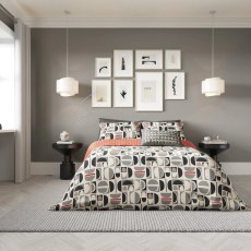 Voss Reversible King Duvet Cover Set Scarlet & Neutral