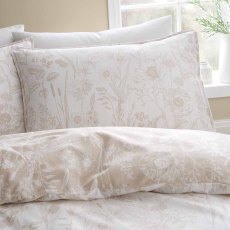 Brushed Cotton Floral Toile Duvet Cover Set Natural (Multiple Sizes)