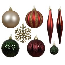 Shatterproof Bauble (Set of 46) 8cm (Multiple Colours)