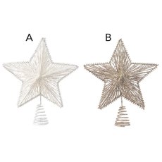 Iron Christmas Tree Star With Glitter Winter White Or Champagne 25cm (Choice of 2) Iron Christmas Tree Star With Glitter Winter White Or Champagne 25cm (Choice of 2)